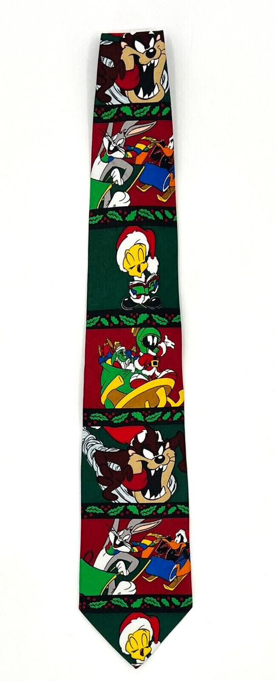 Warner Bros Looney Tunes Neck Tie Bugs Taz Tweety Marvin Martian Holiday 1998